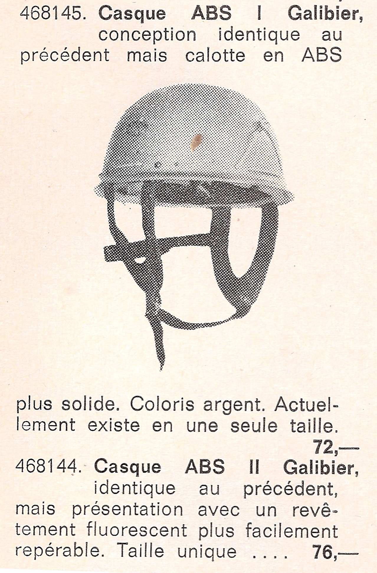 casque galibier, catalogue v.c. 1974